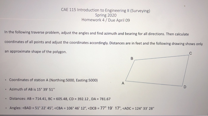 Solved CAE 115 Introduction to Engineering II (Surveying) | Chegg.com