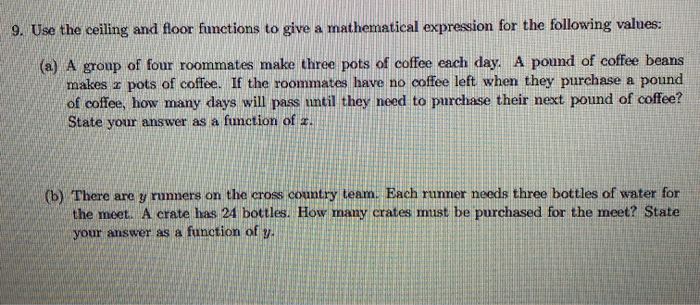 Solved 9. Use the ceiling and floor functions to give a | Chegg.com