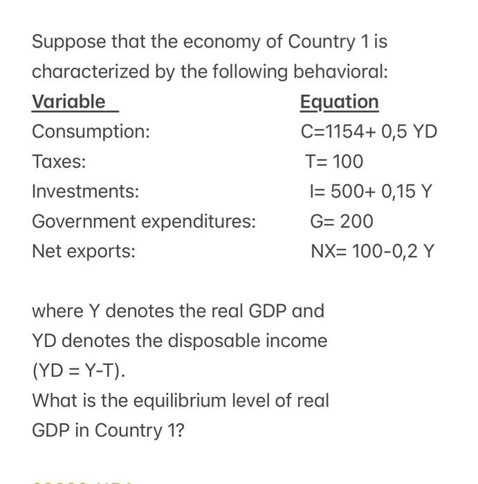 Solved Suppose that the economy of Country 1 is | Chegg.com