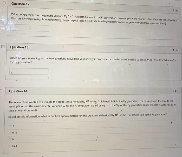 Solved What do you think was the genetic variance VG for | Chegg.com
