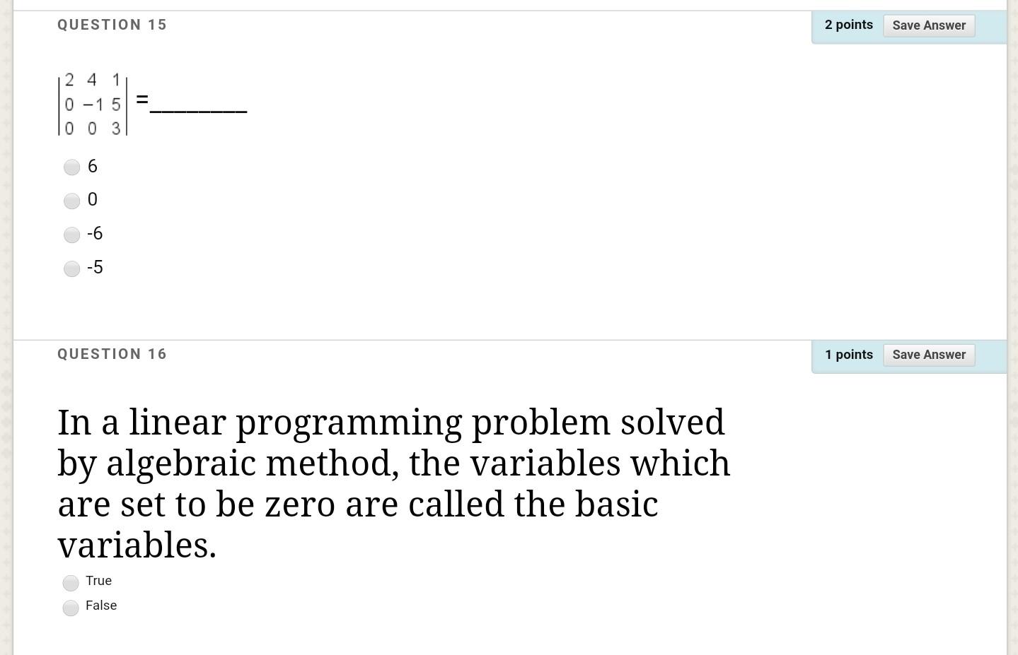 Solved QUESTION 15 2 points Save Answer 2 4 1 0 - 1 5 0 0 3 | Chegg.com