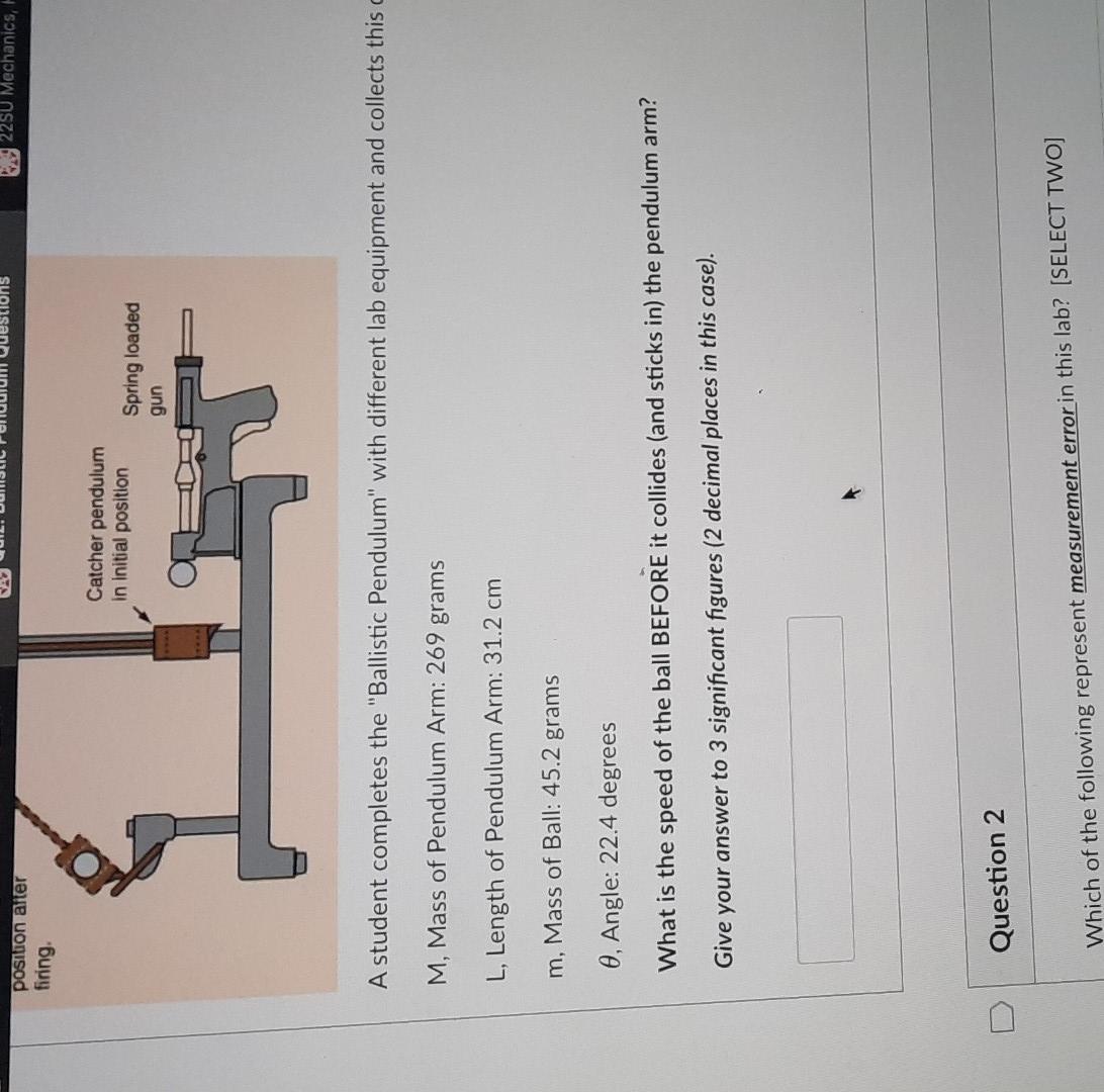 Solved A Student Completes The "Ballistic Pendulum" With | Chegg.com