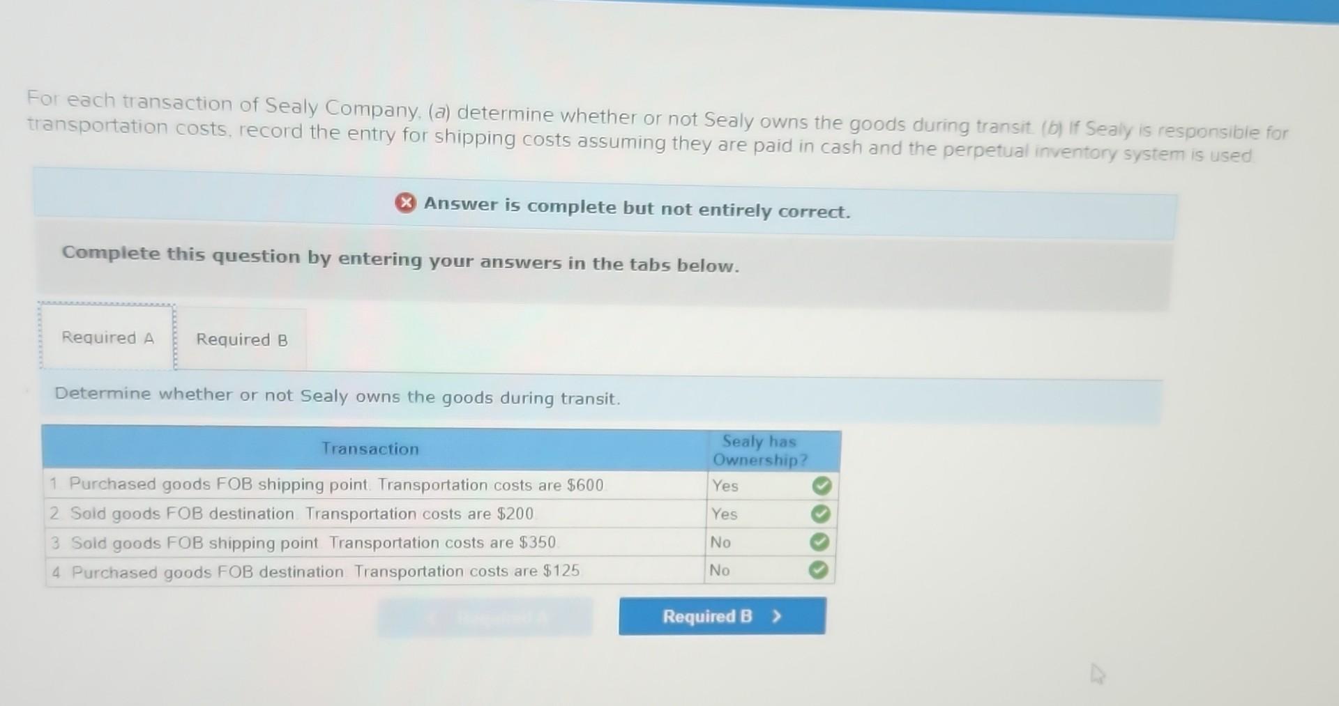 For each transaction of Sealy Company, (a) determine