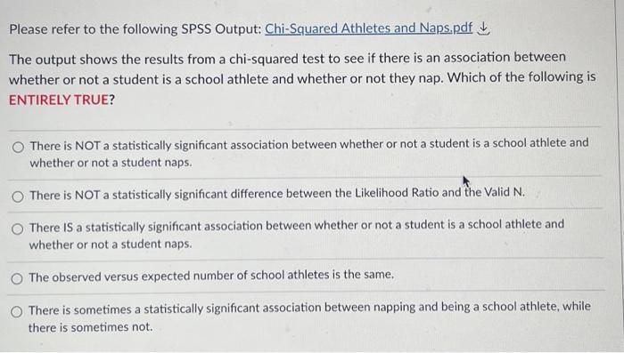 Solved Please refer to the following SPSS Output: | Chegg.com