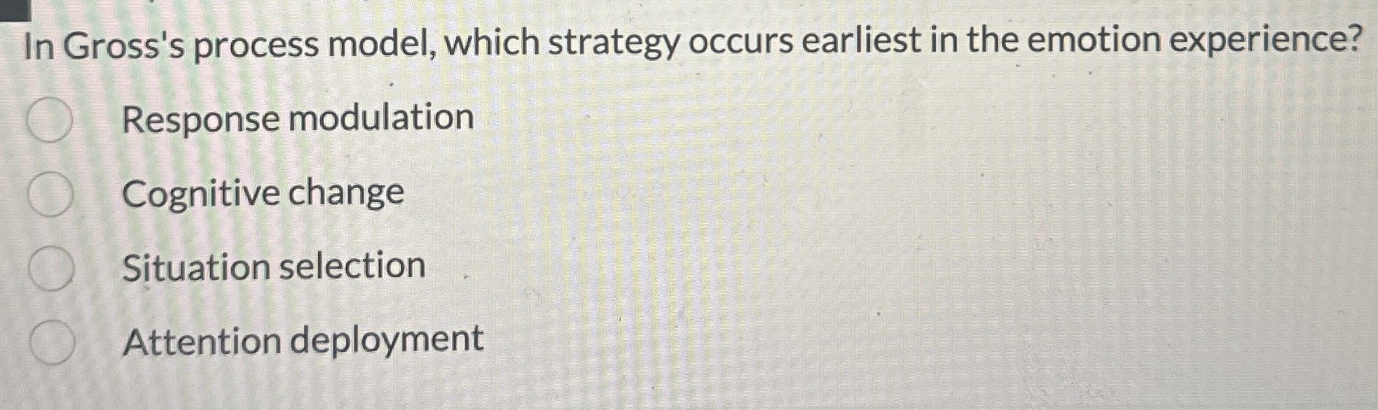 Solved In Gross's process model, which strategy occurs | Chegg.com