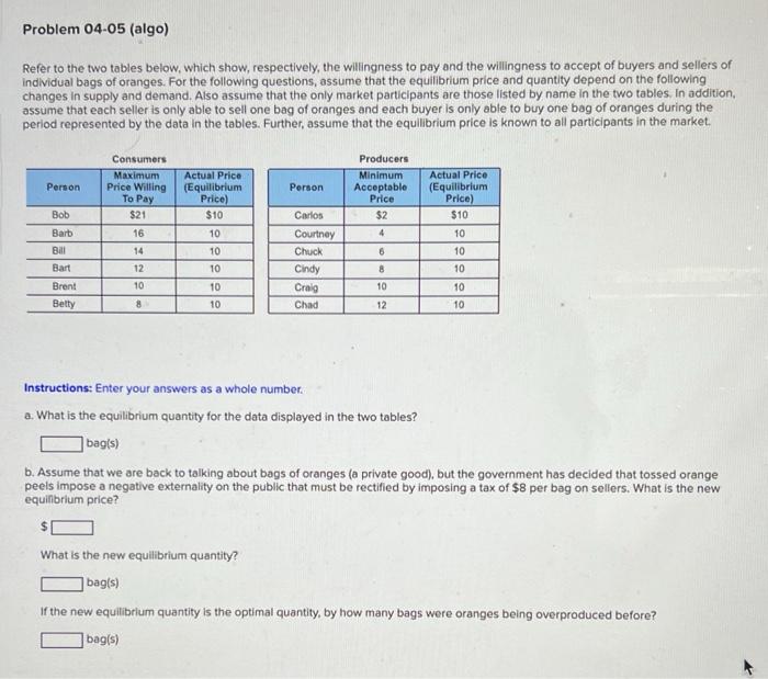 Solved Problem 0405 (algo) Refer to the two tables below,