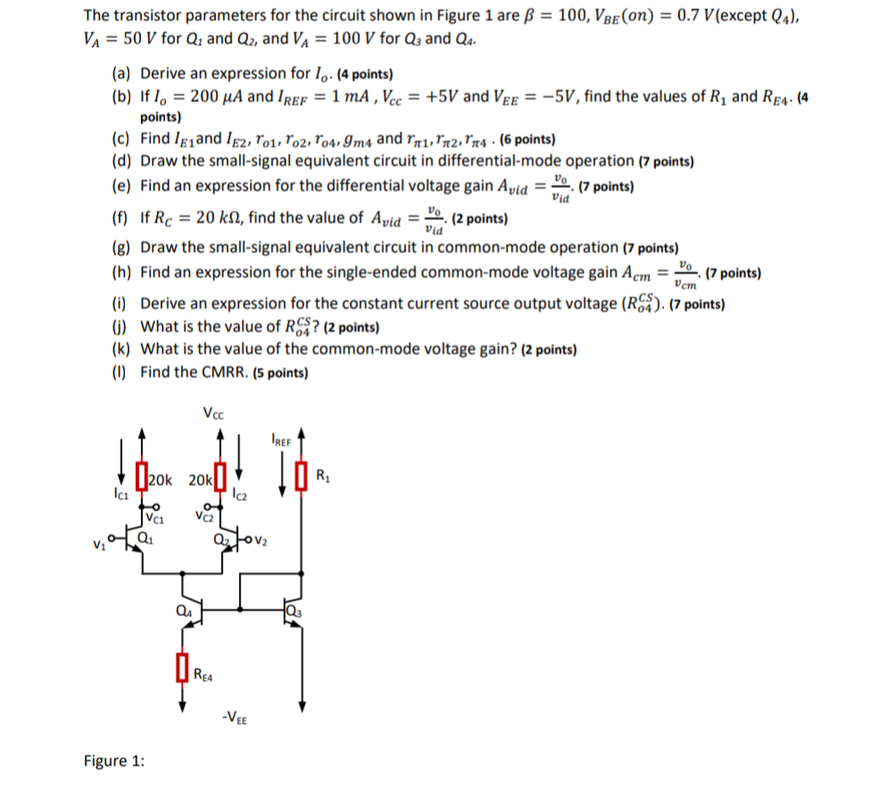 Solved The transistor parameters for the circuit shown in | Chegg.com