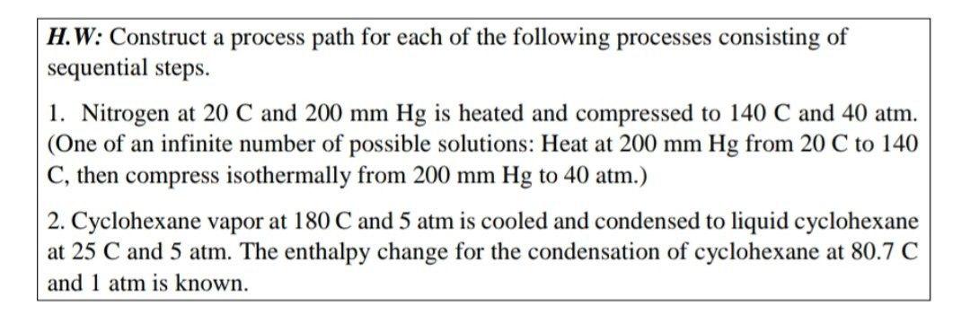 Solved H.W: Construct a process path for each of the | Chegg.com