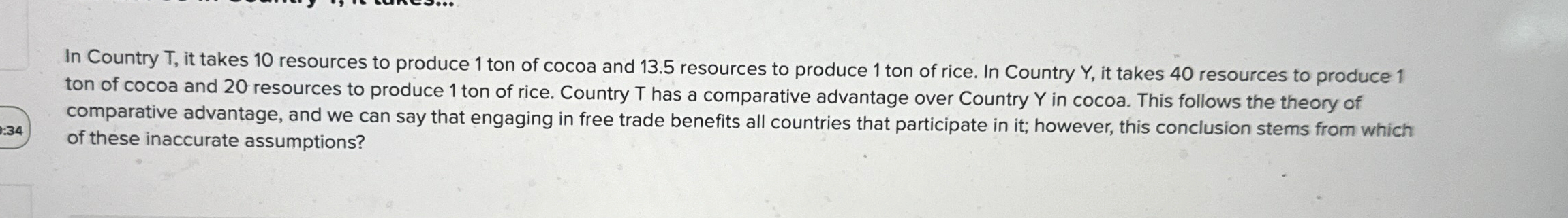 Solved In Country T, ﻿it takes 10 ﻿resources to produce 1 | Chegg.com