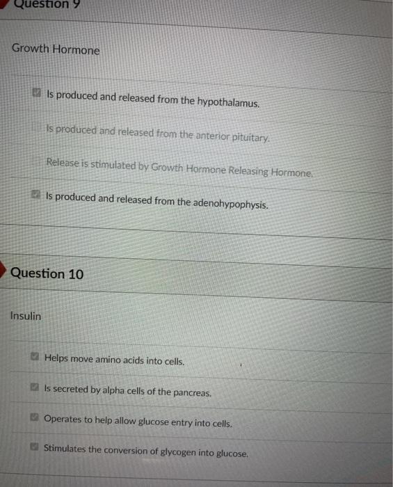 Solved Question 9 Growth Hormone His produced and released | Chegg.com