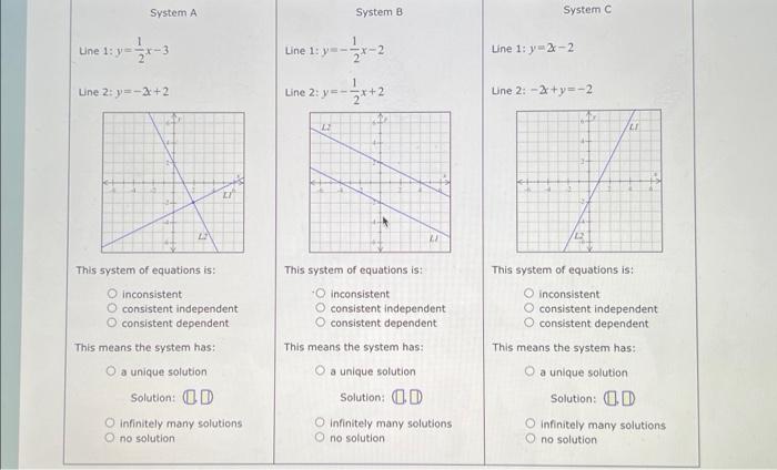 Solved y=21x−3 Line 1: y=−21x−2 Line 1: y=2x−2 y=−2x+2 Line | Chegg.com