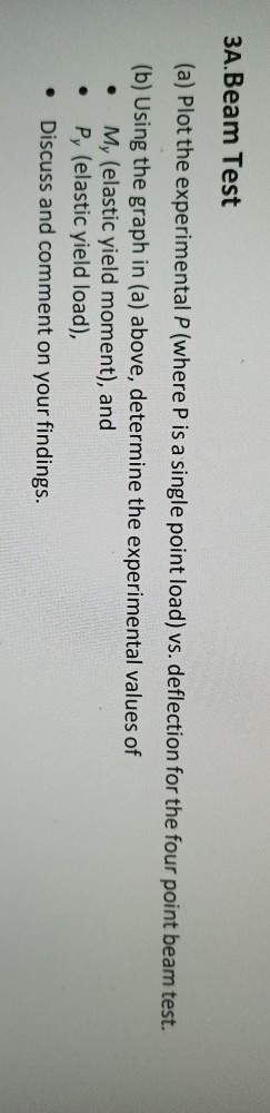3A.Beam Test (a) Plot the experimental P (where P is | Chegg.com