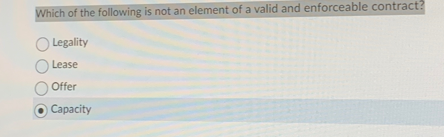 Solved Which of the following is not an element of a valid | Chegg.com