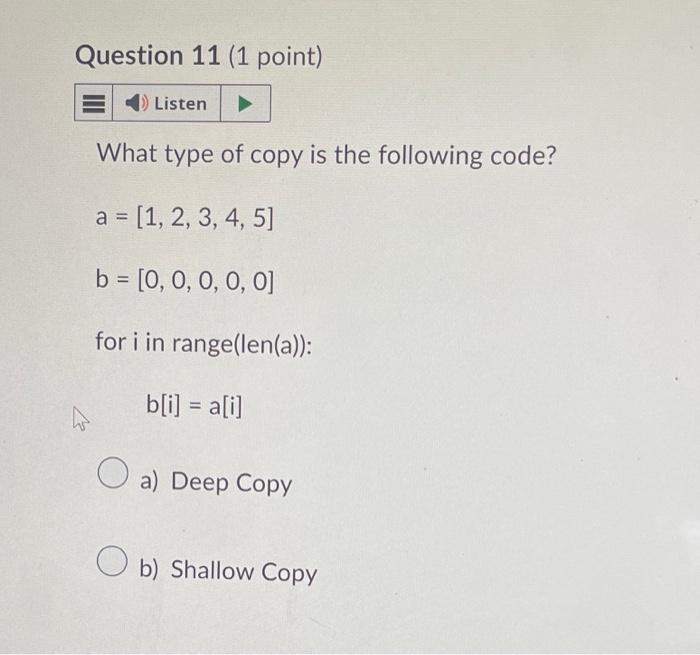 Solved What type of copy is the following code? | Chegg.com