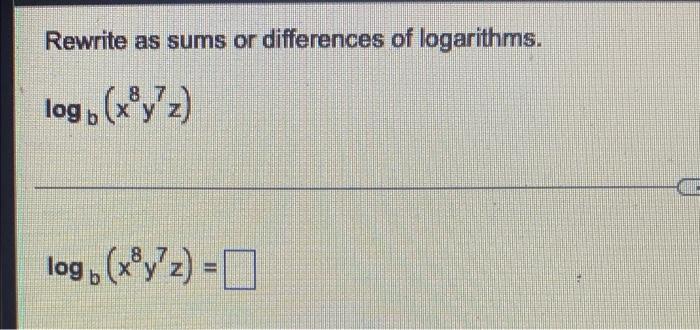 Solved Rewrite As Sums Or Differences Of Logarithms 87 3718