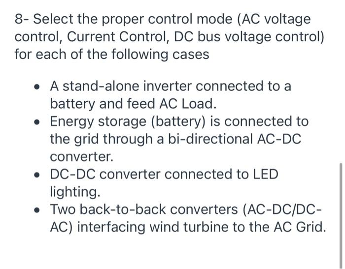 Solved 8- Select The Proper Control Mode (AC Voltage | Chegg.com