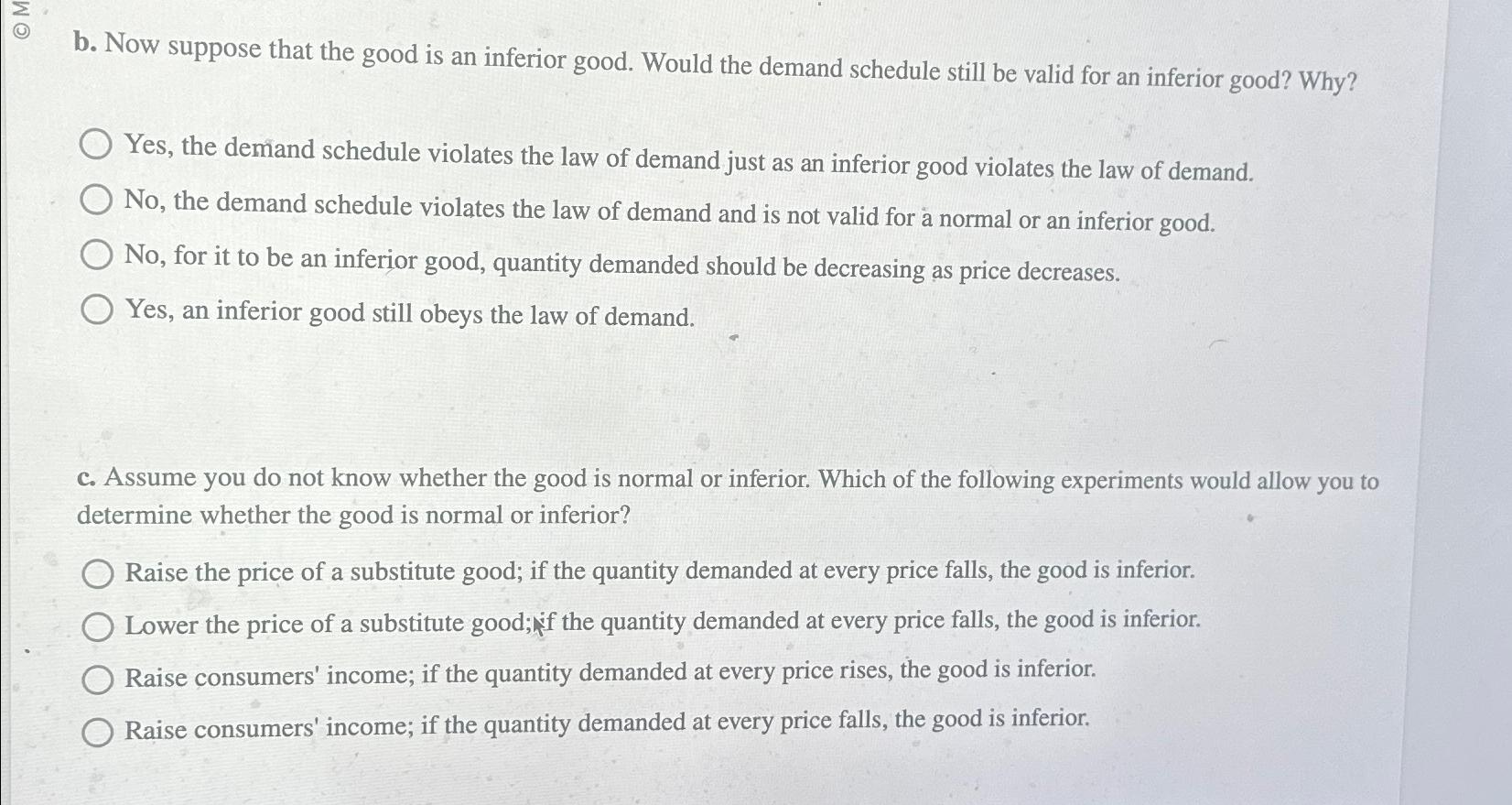 Solved B. ﻿Now Suppose That The Good Is An Inferior Good. | Chegg.com