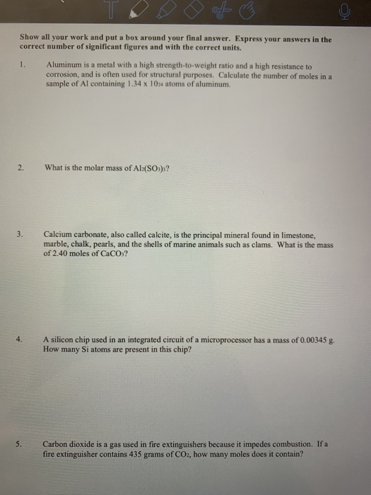 Solved Show all your work and put a box around your final | Chegg.com