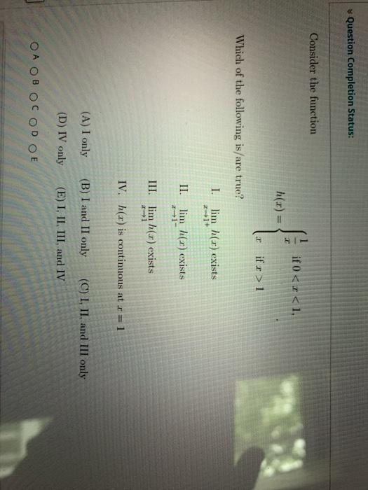Solved Question Completion Status: Consider the function if | Chegg.com