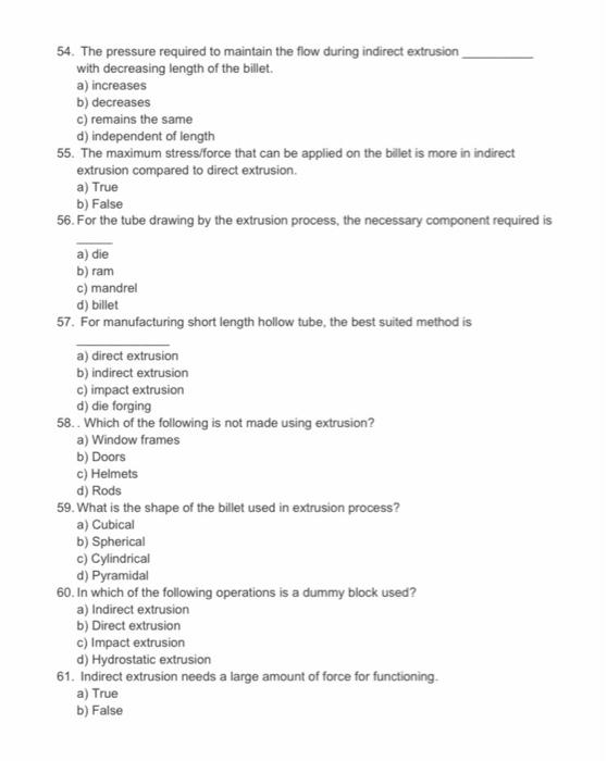 Solved 1. Forging is a metal forming operation in which the | Chegg.com