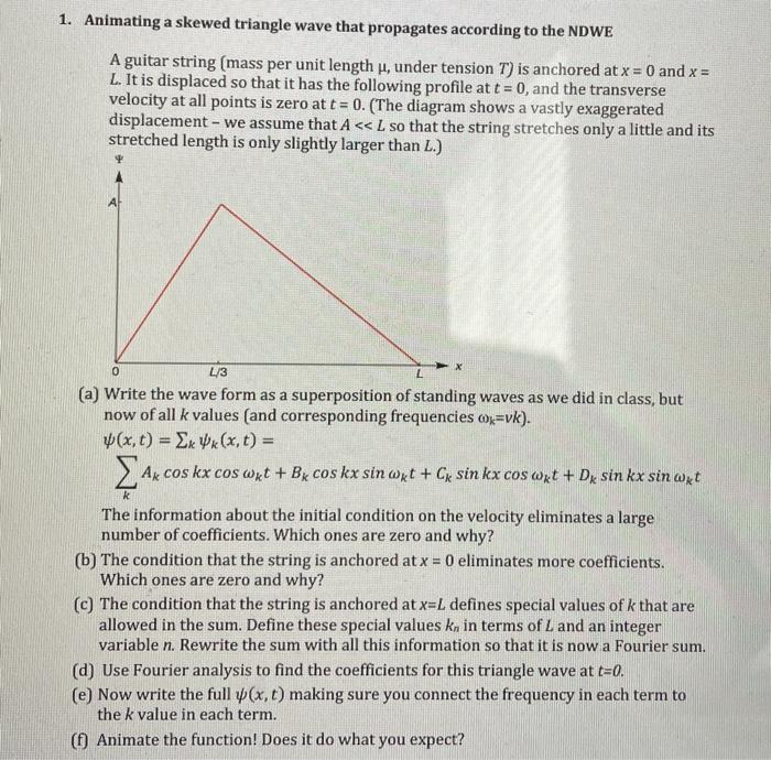 Solved 1. Animating a skewed triangle wave that propagates | Chegg.com