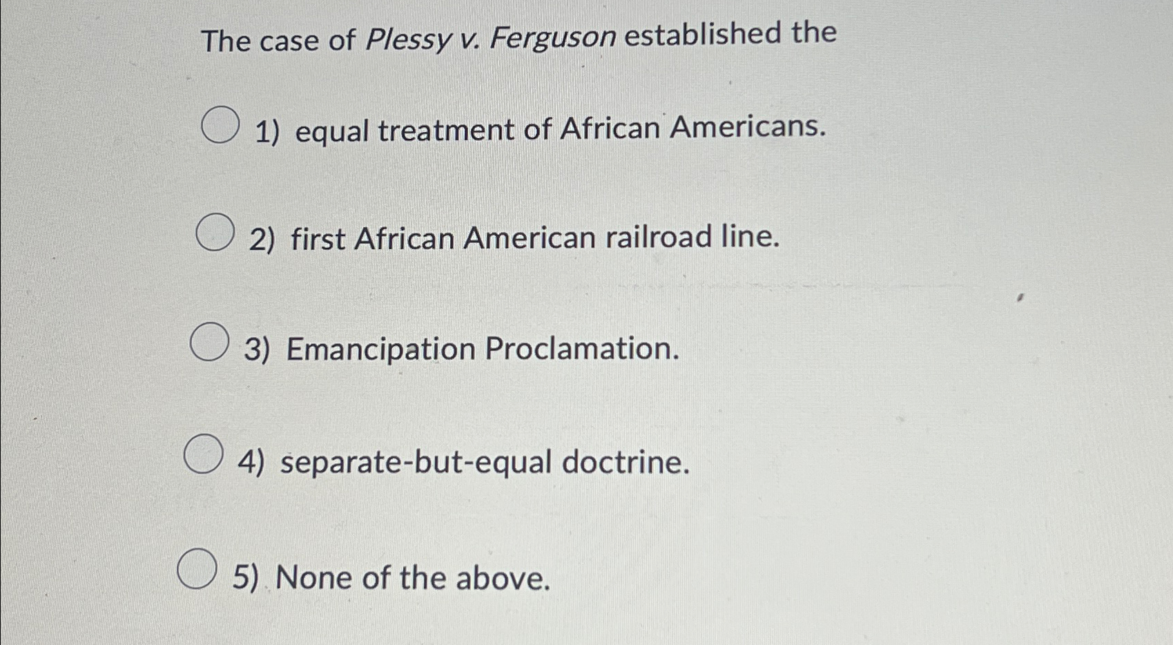 What did plessy v ferguson clearance establish