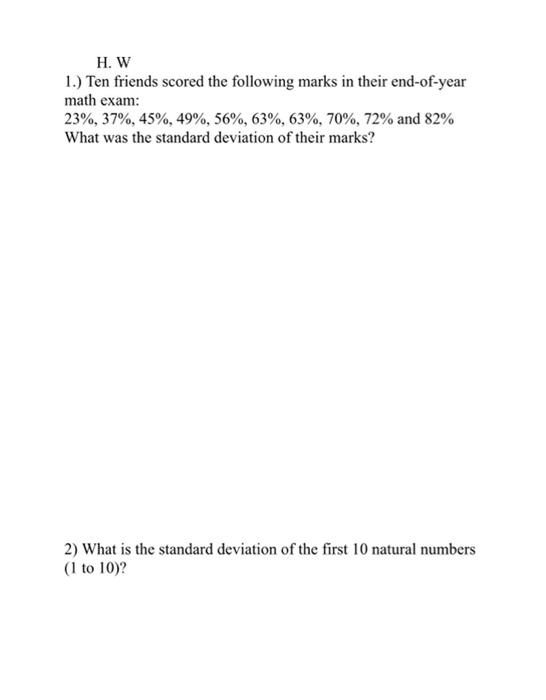 Solved 2) What is the population standard deviation for the | Chegg.com