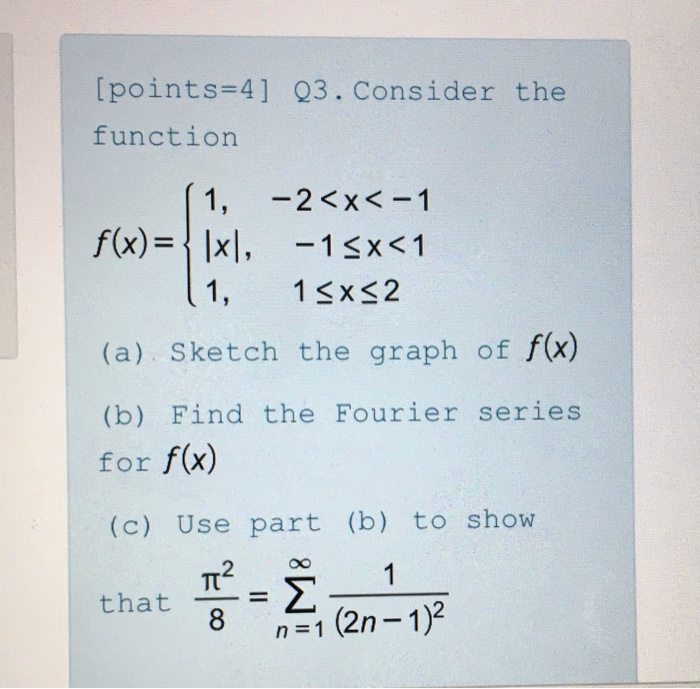 Solved [points=4] Q3. Consider the function 1, -2 | Chegg.com