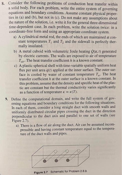 Solved 8. Consider the following problems of conduction heat | Chegg.com