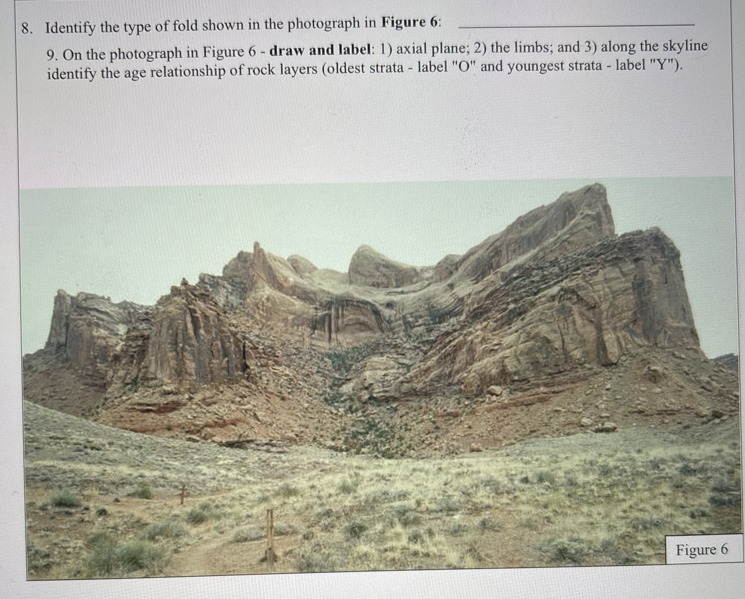Solved Identify the type of fold shown in the photograph in | Chegg.com