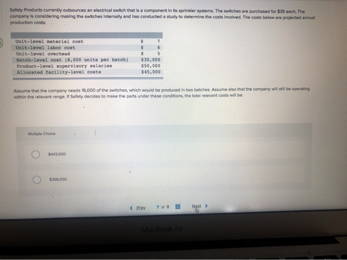 Solved Safety Products currently outsources an electrical