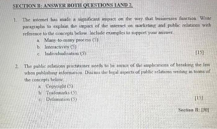 Solved SECTION B: ANSWER BOTH QUESTIONS LAND 2 1. The | Chegg.com