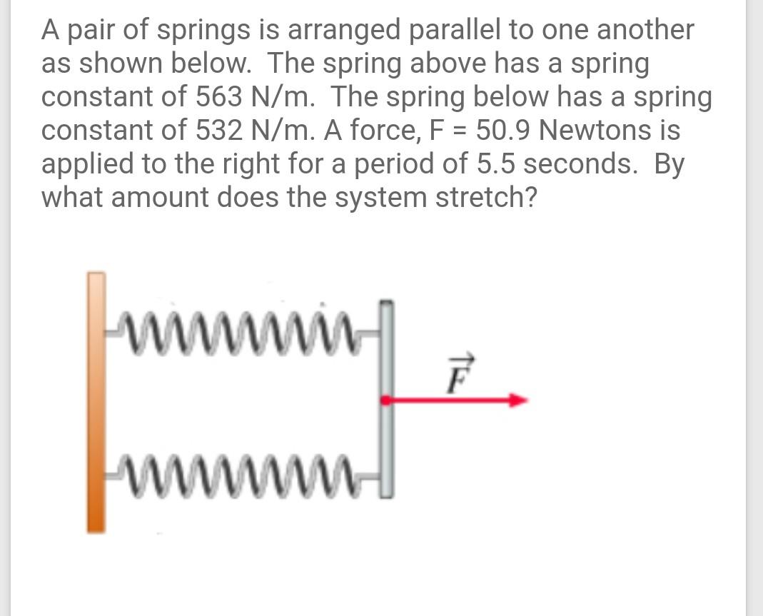 Solved A pair of springs is arranged parallel to one another | Chegg.com