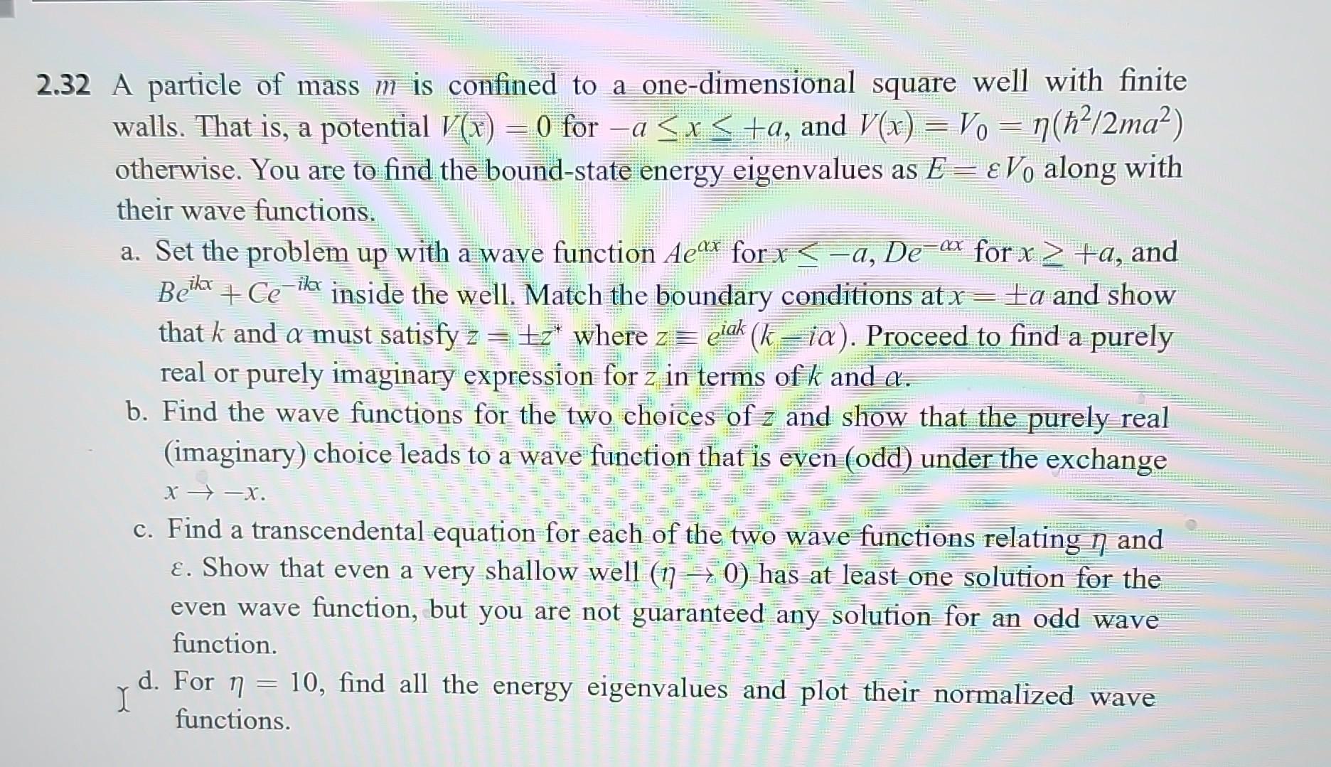 Solved 32 A Particle Of Mass M Is Confined To A | Chegg.com