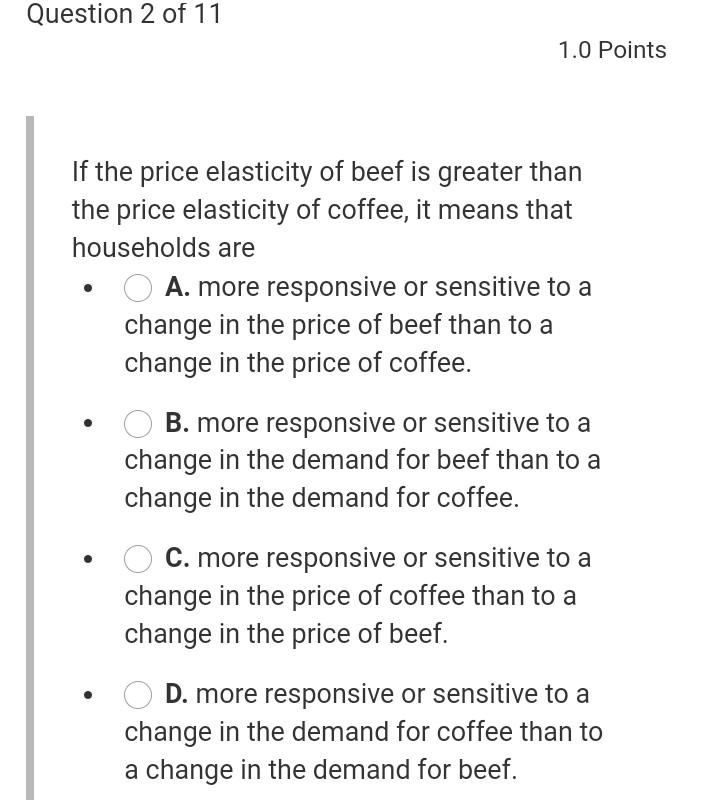 Solved Question 1 Of 11 1 0 Points Which One Of The Chegg