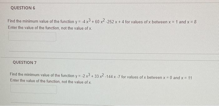Solved Find the minimum value of the function | Chegg.com
