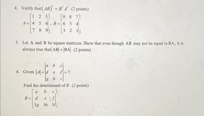 Solved 4 Verify That Ab B A 2 Points [1 2 3] 59 8