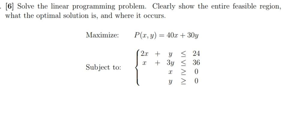 Solved [6] Solve the linear programming problem. Clearly | Chegg.com