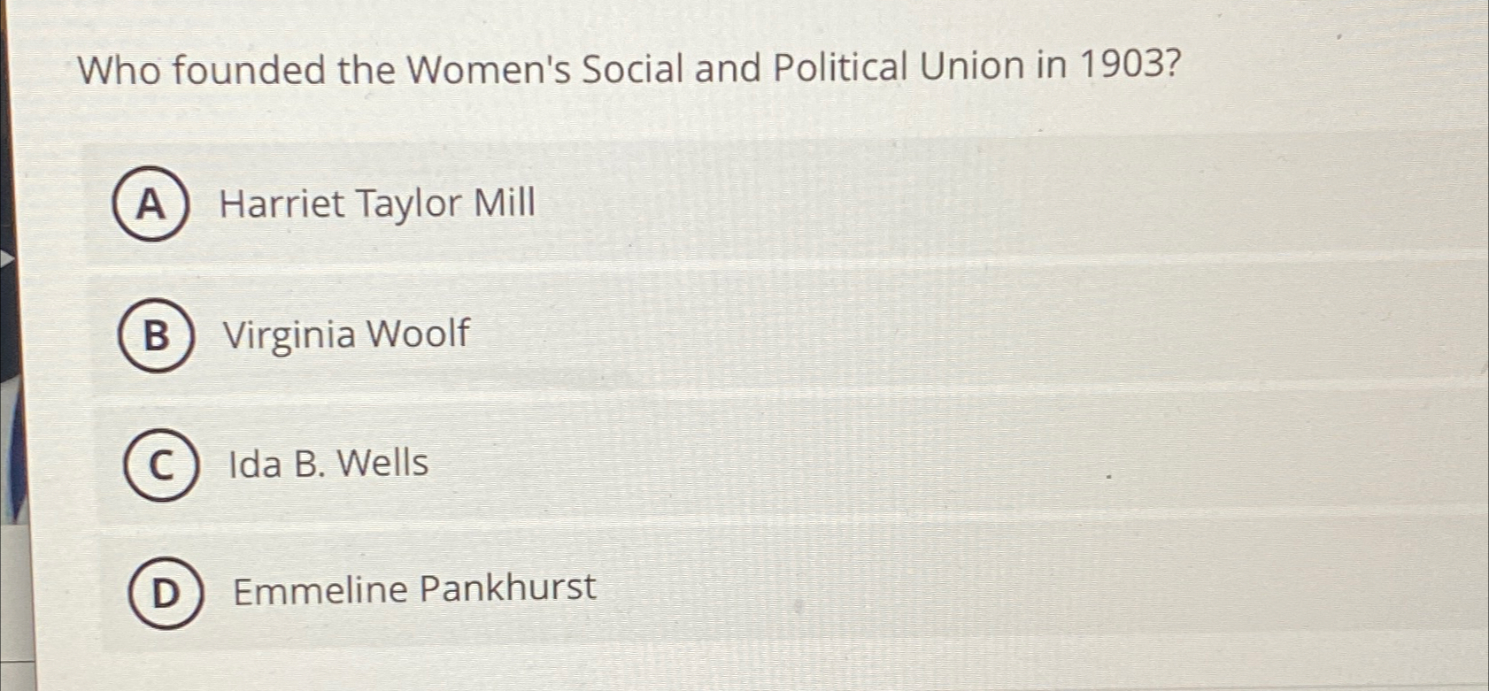 Solved Who founded the Women's Social and Political Union in | Chegg.com