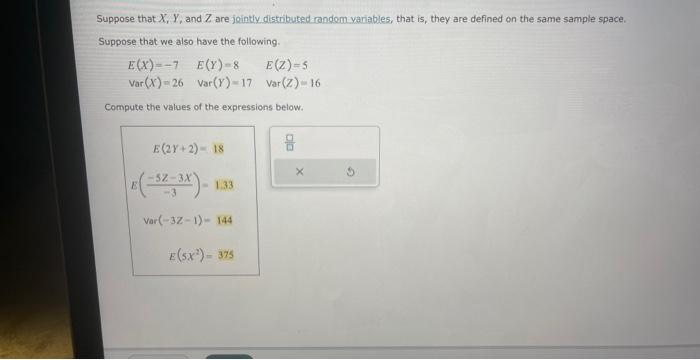 Solved Suppose that X,Y, and Z are jointly distributed | Chegg.com