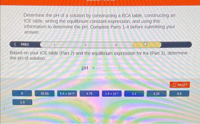 Solved Determine the pH of a solution by constructing a BCA | Chegg.com