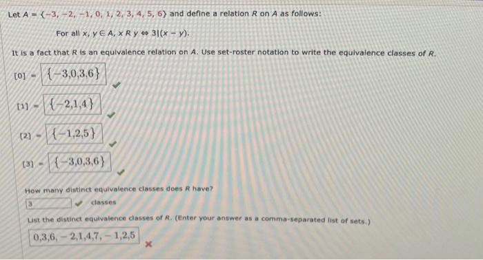 Solved Let A={−3,−2,−1,0,1,2,3,4,5,6} And Define A Relation | Chegg.com