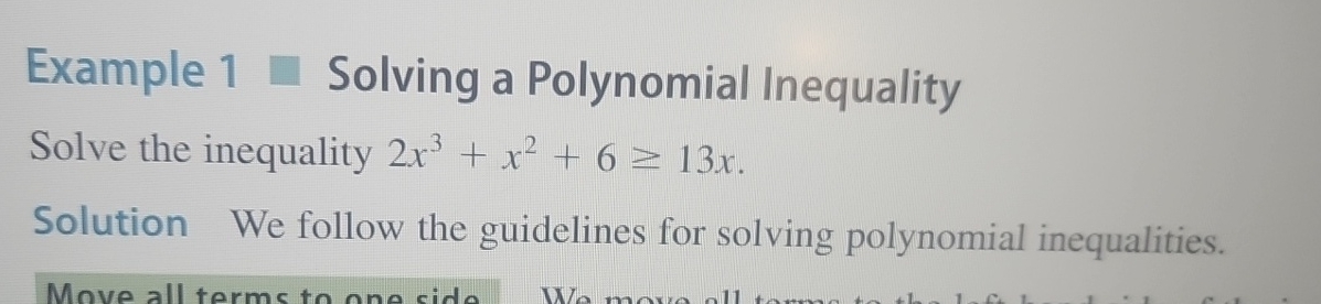 Solved Example 1 ﻿Solving a Polynomial InequalitySolve the | Chegg.com