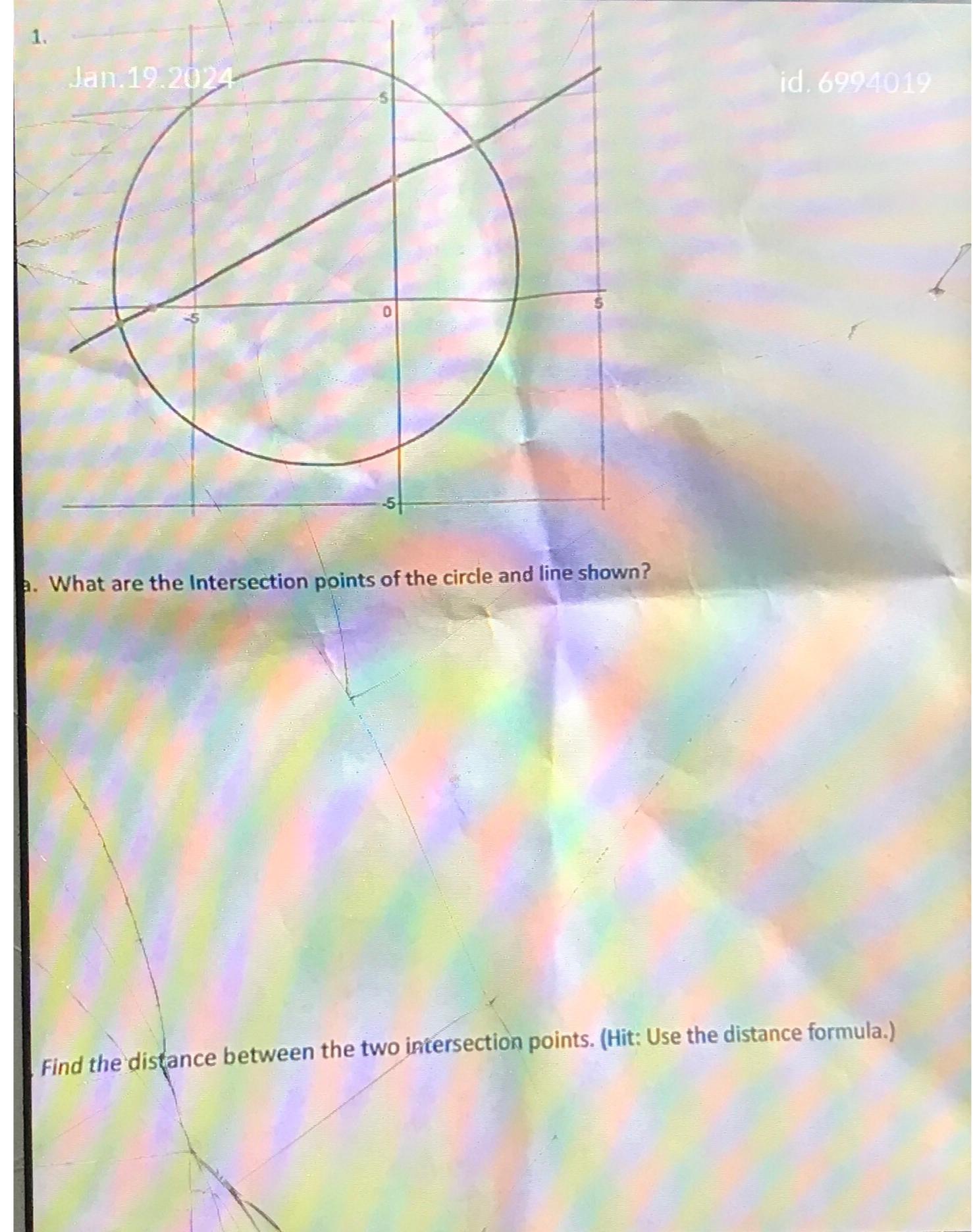 finding points of intersection circle and line