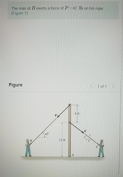 Solved The Man At B Exerts A Force Of P = 42 Lb On His Rope. | Chegg.com