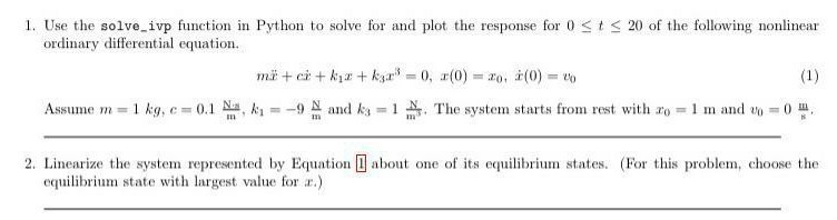1. Use the solve_ivp function in Python to solve for | Chegg.com
