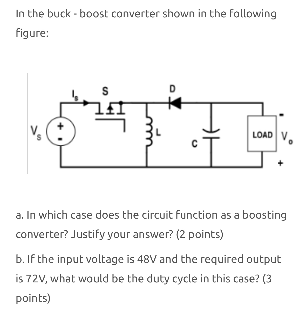 Solved In the buck - ﻿boost converter shown in the following | Chegg.com