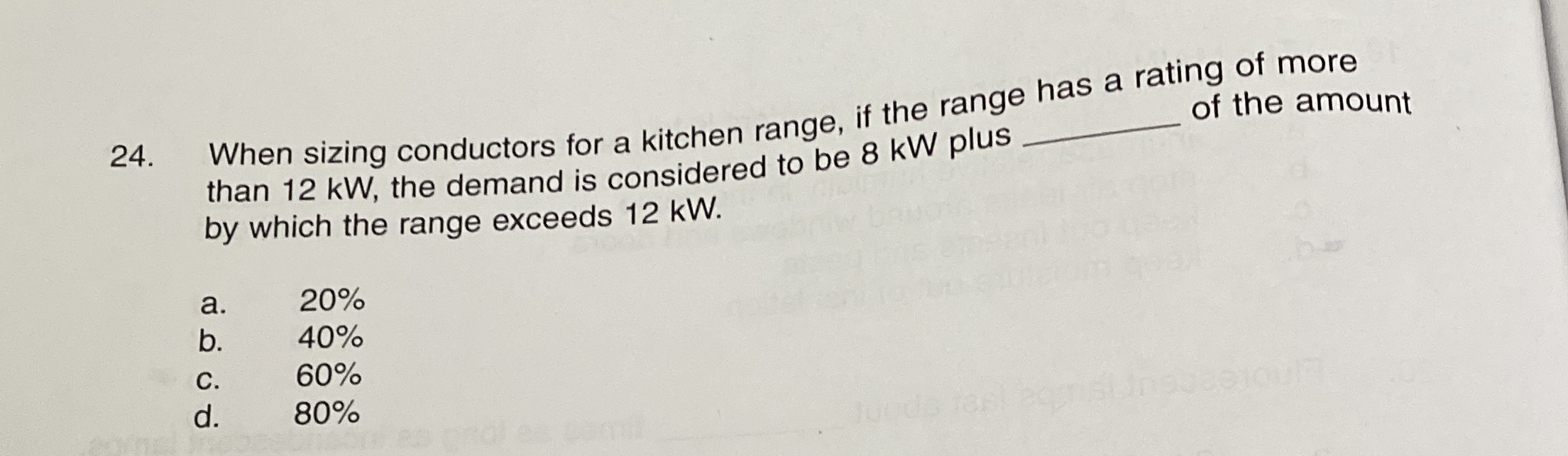 Solved When sizing conductors for a kitchen range, if the