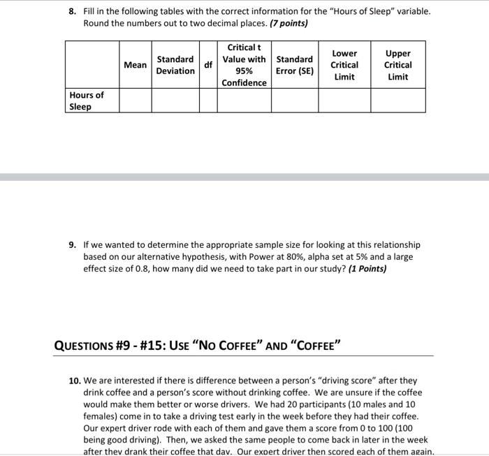 Solved Questions #1 - #9 refer to the first two columns of | Chegg.com