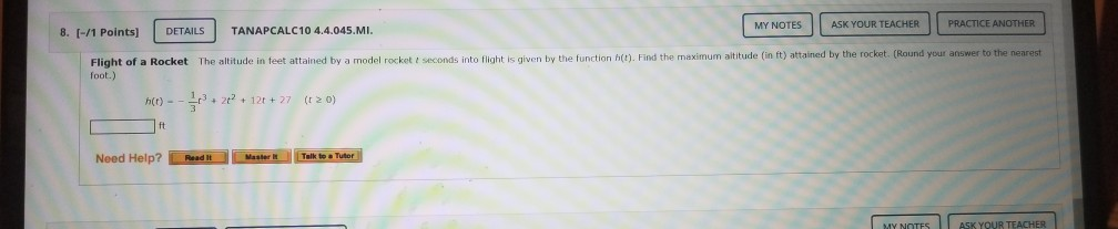 Solved MY NOTES ASK YOUR TEACHER PRACTICE ANOTHER 8. [-/1 | Chegg.com